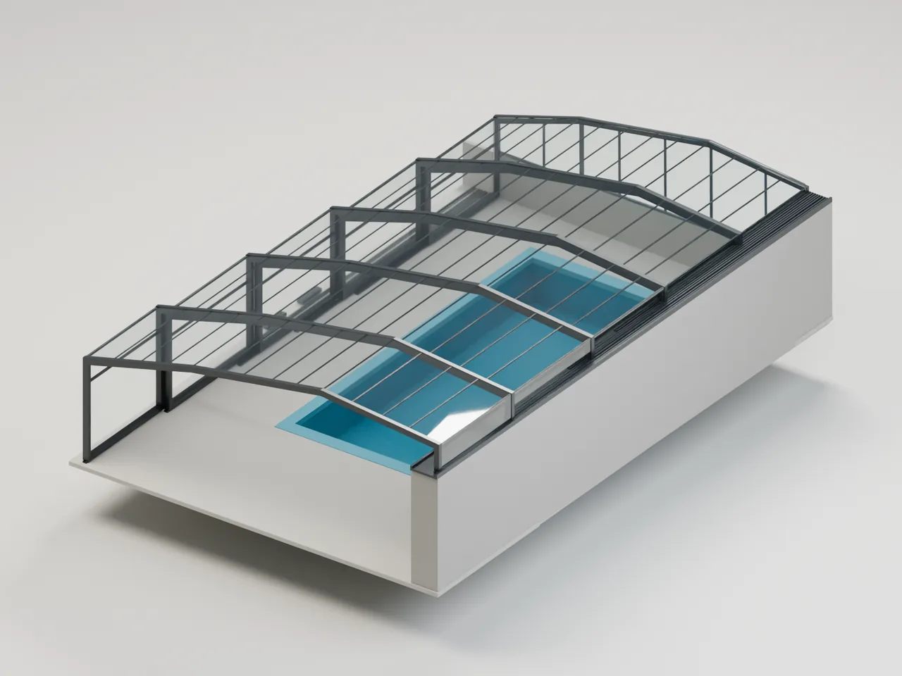 Abris Sur Mesure telescopic glass pool enclosure model